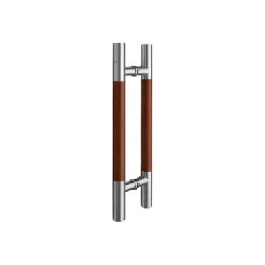 Glass Door Handle with Wooden Finish